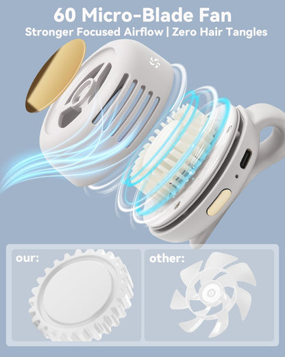 ⭐Mini Bladeless Fan✨. Portable, rechargeable, and silent. Features 3 adjustable speeds, a rotating body, and versatile use as a handheld, waist-mounted, or phone cooling fan. Ideal for outdoor travel,Perfect Gift (Copy)