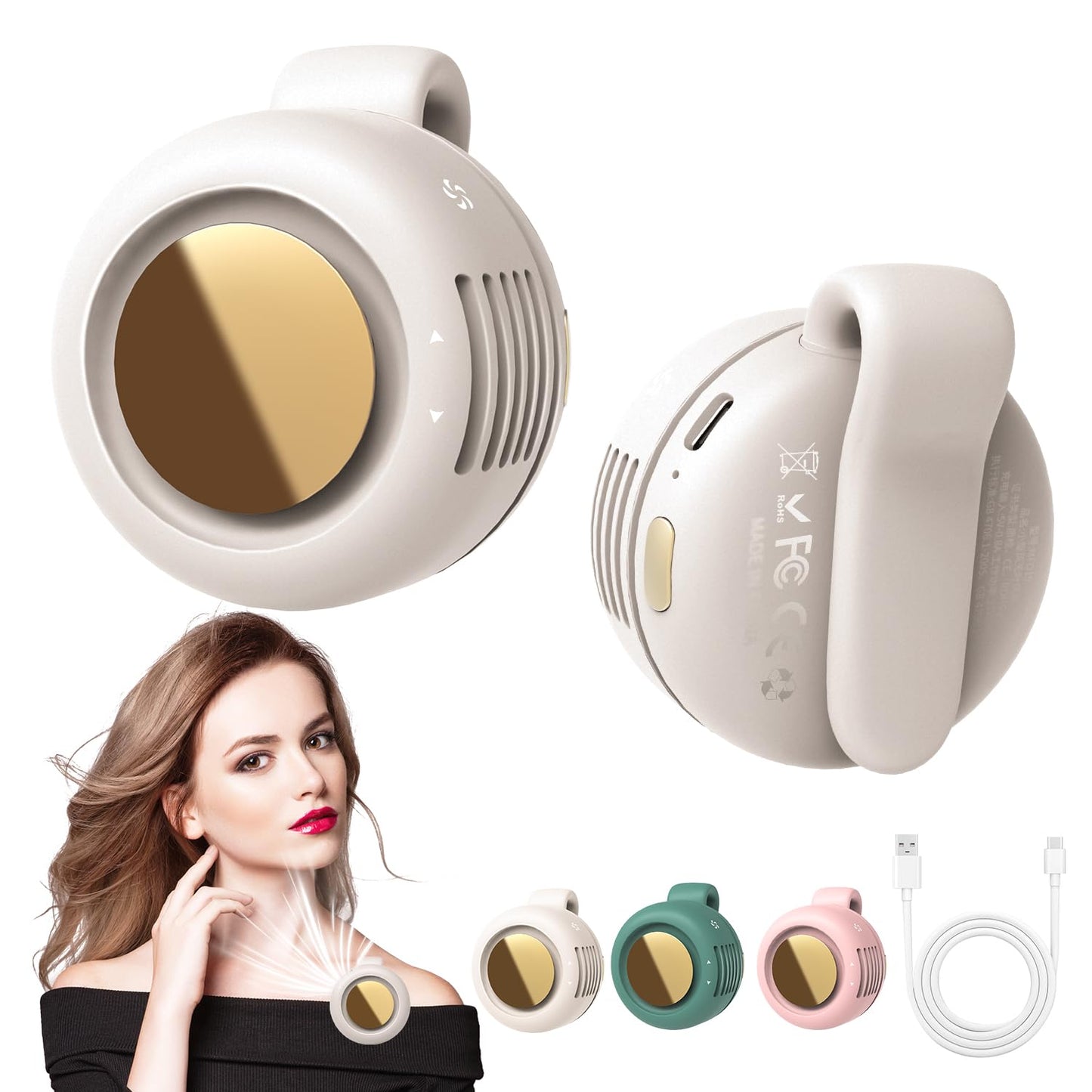 ⭐Mini Bladeless Fan✨. Portable, rechargeable, and silent. Features 3 adjustable speeds, a rotating body, and versatile use as a handheld, waist-mounted, or phone cooling fan. Ideal for outdoor travel,Perfect Gift (Copy)