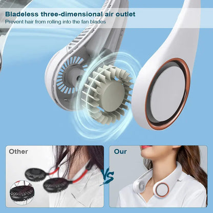 ⭐Portable Neck Fan, Bladeless Wearable Personal Fan, Hands-Free Cooling for Outdoor & Office (Copy)